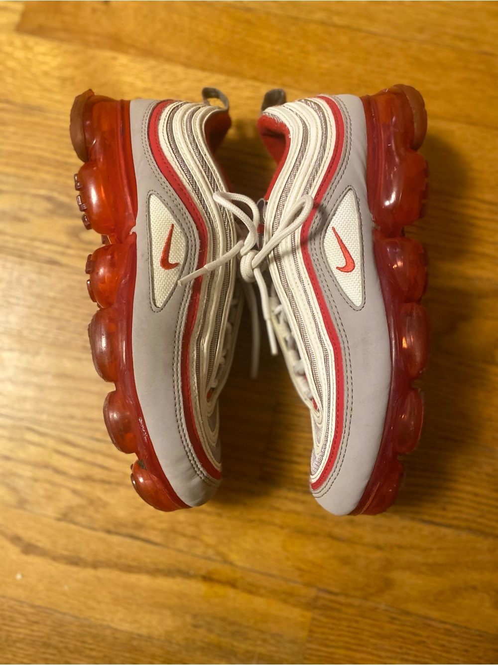 Nike Kids White and Red Air Bubble Sneakers